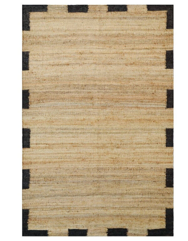 Handwoven Black Gold Fiber Natural Jute Rug / Custom Rug